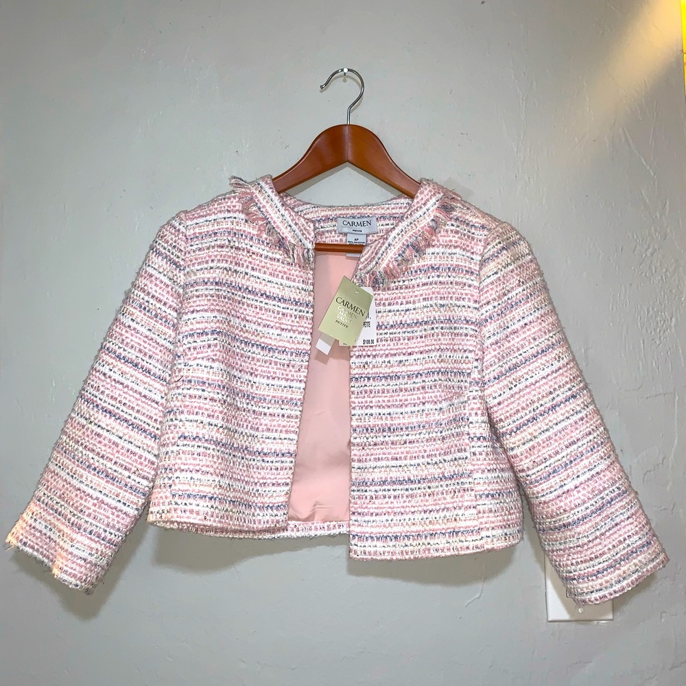 Carmen Marc Valvo Pink Tweed Blazer NWT 4P